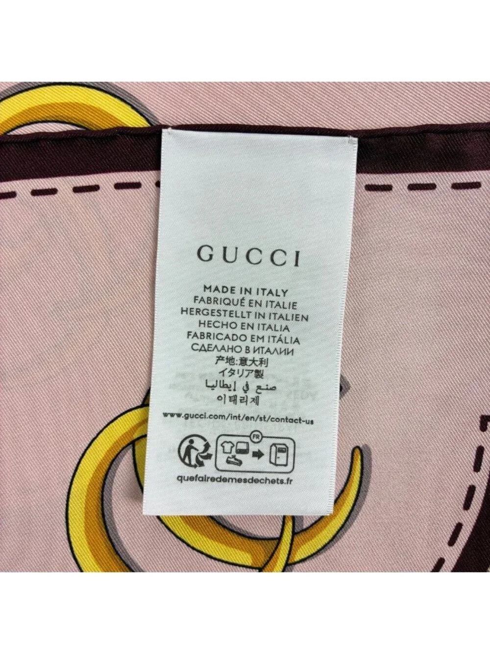 Gucci Scarf GG Pattern Yuko Higuchi Silk Pink Beige Multicolor